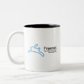 Freenet-Häschen und -name Zweifarbige Tasse (Links)
