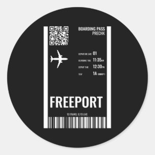 Freeport Bahamas Boarding Pass Airline Ticket Trai Runder Aufkleber