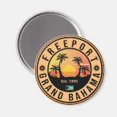 Freeport Bahamas Retro Sunset Souvenirs 60er Magnet (Vorderseite/Rückseite)