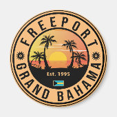 Freeport Bahamas Retro Sunset Souvenirs 60er Magnet (Vorne)