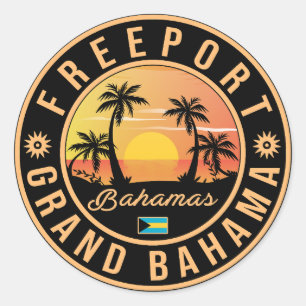 Freeport Bahamas Retro Sunset Souvenirs 60s Runder Aufkleber