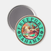 Freeport Bahamas Retro Sunset Travel Souvenir 1950 Magnet (Vorderseite/Rückseite)