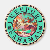 Freeport Bahamas Retro Sunset Travel Souvenir 1950 Magnet (Vorne)