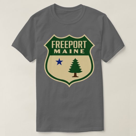 Freeport Maine Retro Pine Tree Shield Green T-Shirt (Design vorne)