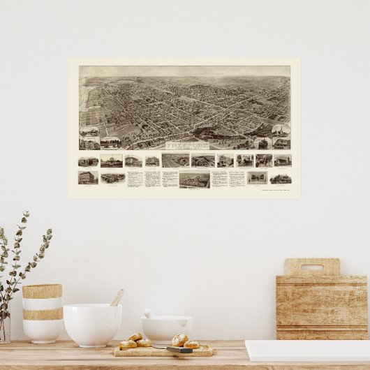 Freeport, NY Panoramic Map - 1909 Poster (Küche)