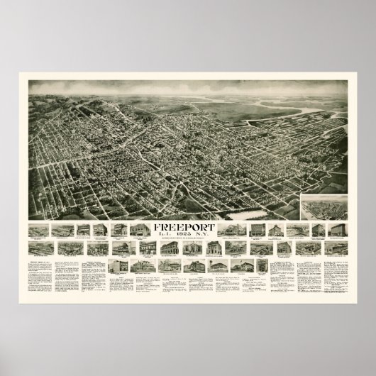 Freeport, NY Panoramic Map - 1925 Poster (Vorne)