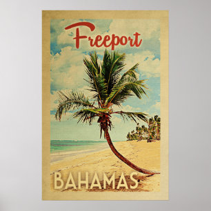 Freeport Palm Tree Vintage Reise Poster
