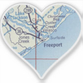 Freeport Texas Vintag Map Aufkleber (Vorderseite)