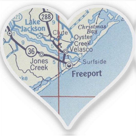 Freeport Texas Vintag Map Aufkleber (Vorderseite)