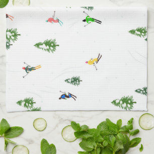 Freeride Alpine Skiern Skifahren Party Geschirrtuch