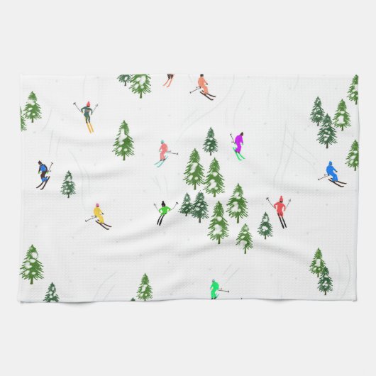 Freeride Alpine Skiern Skifahren Party Geschirrtuch (Horizontal)