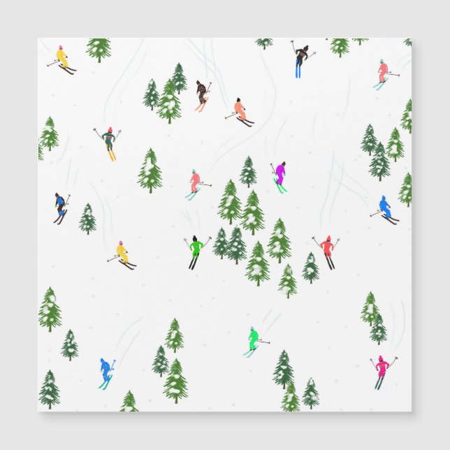 Freeride Alpine Skiern Skifahren Party Magnetkarte (Vorderseite)