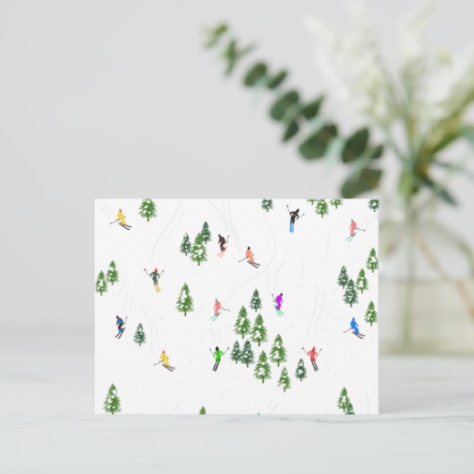 Freeride Alpine Skiern Skifahren Party Postkarte (Stehend Vorderseite)