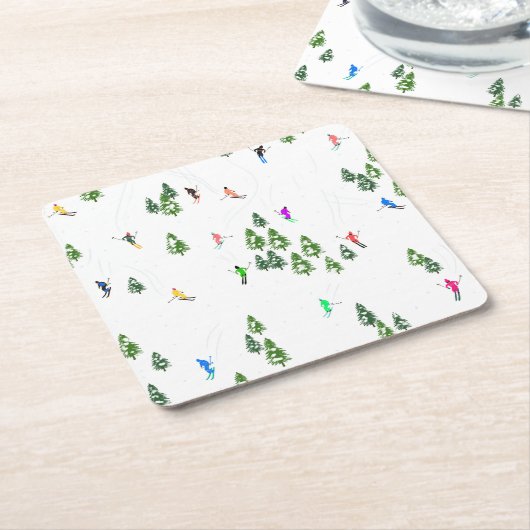 Freeride Alpine Skiern Skifahren Party Rechteckiger Pappuntersetzer (angewinkelt)