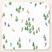 Freeride Alpine Skiern Skifahren Party Rechteckiger Pappuntersetzer (Vorderseite)