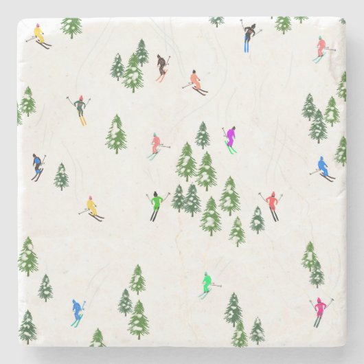 Freeride Alpine Skiern Skifahren Party Steinuntersetzer (Vorderseite)