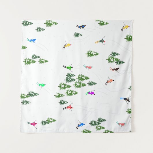 Freeride Alpine Skiern Skifahren Party Wandteppich (Vorderseite (Horizontal))