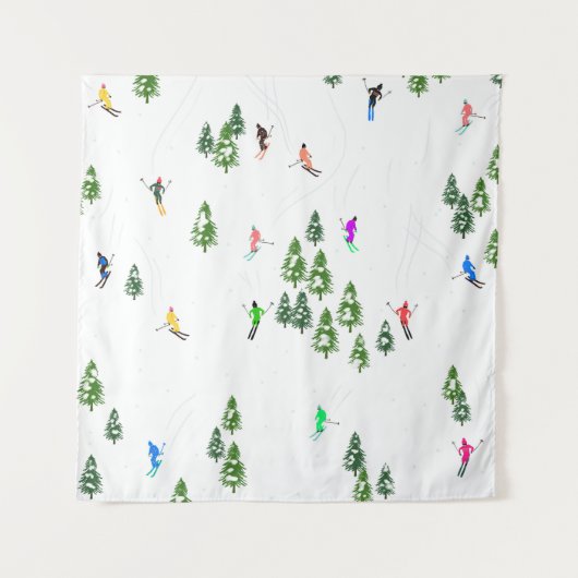 Freeride Alpine Skiern Skifahren Party Wandteppich (Vorderseite)