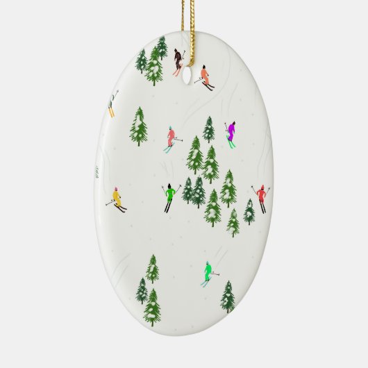 Freeride Alpine Skiern Skifahrer Albergo Colmanicc Keramik Ornament (Rechts)