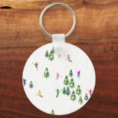 Freeride Alpine Skiers Skiing illustration Ski Schlüsselanhänger (Vorderseite)