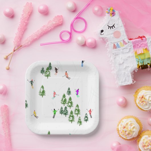 Freeride Alpine Skifahrer Skifahren Skifahren Skis Pappteller (Party)