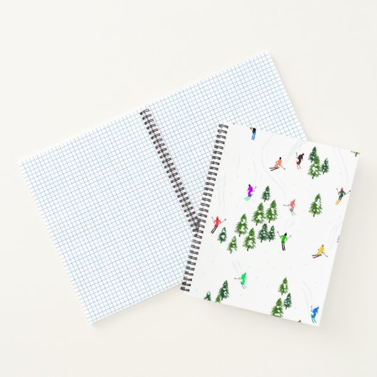 Freeride Alpine Skifahrer Skipass Lustration Ski Notizblock (Innenseite)