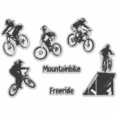 Freeride Mountain Bike Silhouette of Mountainbiker Aufkleber (Vorderseite)