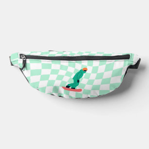 Freeride Snowboarder Cartoon Checkered Bauchtasche