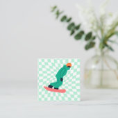 Freeride Snowboarder Cartoon Checkered Begleitkarte (Stehend Vorderseite)