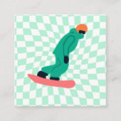 Freeride Snowboarder Cartoon Checkered Begleitkarte (Vorderseite)