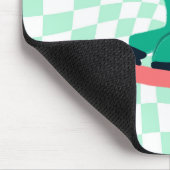 Freeride Snowboarder Cartoon Checkered Mousepad (Ecke)
