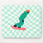 Freeride Snowboarder Cartoon Checkered Mousepad (Vorne)
