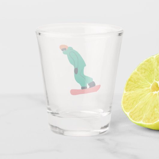 Freeride Snowboarder Green Anzug Snowboarder Schnapsglas (Rückseite)