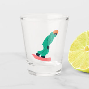 Freeride Snowboarder Green Anzug Snowboarder Schnapsglas
