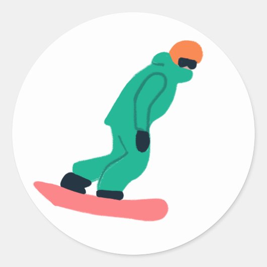 Freeride Snowboarder in der Illustration des grüne Runder Aufkleber (Vorderseite)