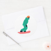 Freeride Snowboarder in der Illustration des grüne Runder Aufkleber (Umschlag)
