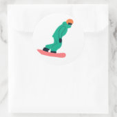 Freeride Snowboarder in der Illustration des grüne Runder Aufkleber (Tasche)