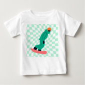 Freeride Snowboarder in grünem Anzug Checkered Baby T-shirt (Vorderseite)