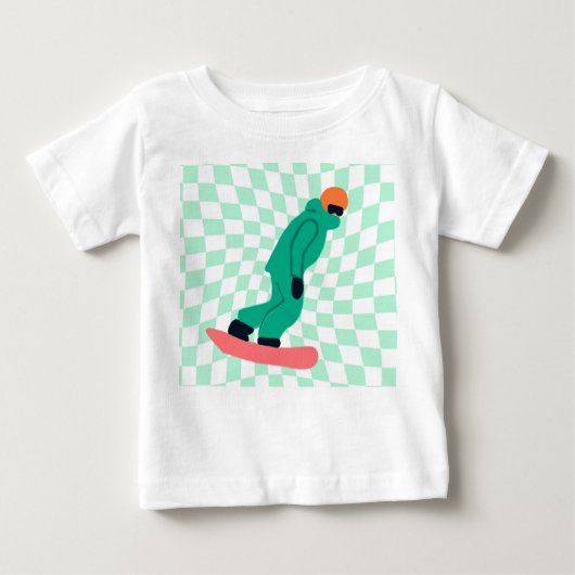 Freeride Snowboarder in grünem Anzug Checkered Baby T-shirt (Vorderseite)