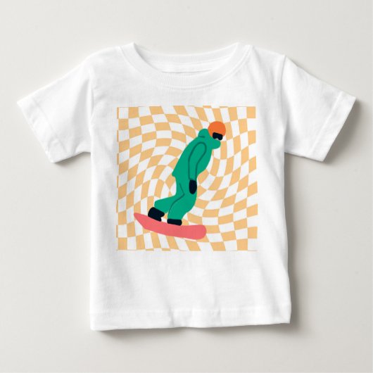 Freeride Snowboarder in grünem Anzug Checkered Baby T-shirt (Vorderseite)