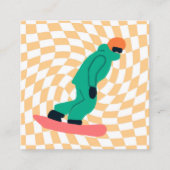 Freeride Snowboarder in grünem Anzug Checkered Begleitkarte (Vorderseite)