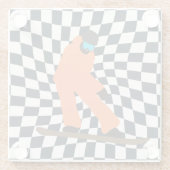 Freeride Snowboarder in Orange Anzug Checkered Glasuntersetzer (Rückseite)