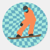 Freeride Snowboarder in Orange Anzug Checkered