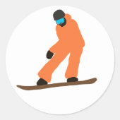 Freeride Snowboarder in Orange Anzug Illustration Runder Aufkleber (Vorderseite)