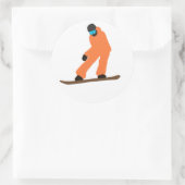 Freeride Snowboarder in Orange Anzug Illustration Runder Aufkleber (Tasche)