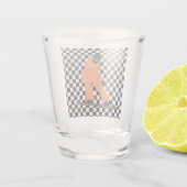 Freeride Snowboarder Orange Anzug geprüft Schnapsglas (Rückseite)