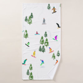 Freeride Snowboarder Snowboarden Illustration Badehandtuch