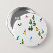 Freeride Snowboarder Snowboarden Illustration Button (Vorne & Hinten)