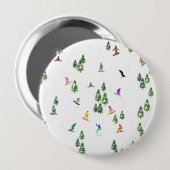 Freeride Snowboarder Snowboarden Illustration Button (Vorne & Hinten)