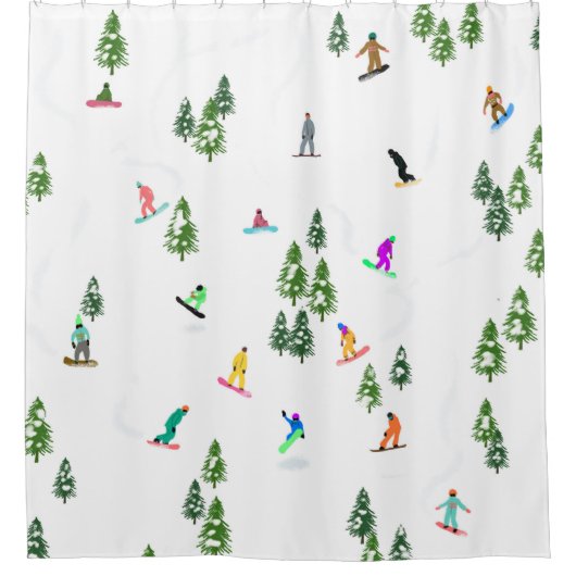 Freeride Snowboarder Snowboarden Illustration Duschvorhang (Vorderseite)